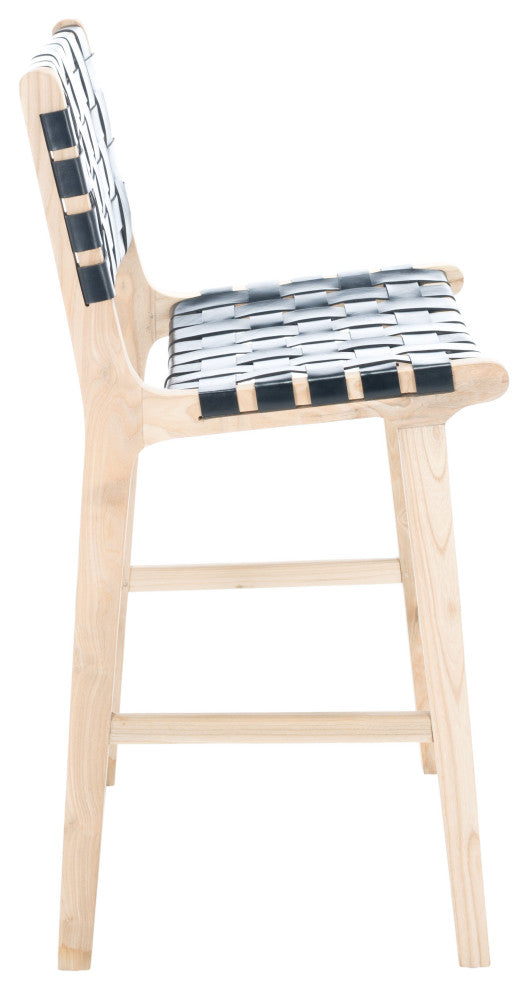 Safavieh Adah Leather Counter Stool, Black / Natural