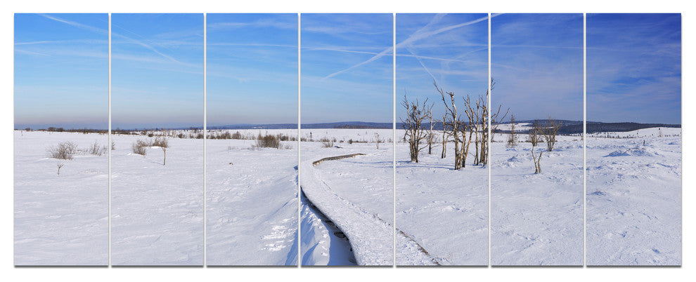 Hautes Fagnes in Belgium Panorama, Seashore Canvas Wall Art, 83"x32", 7 Panels
