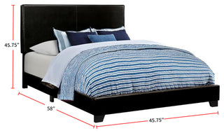 Leatherette Upholstered Bed, Full Size, Black