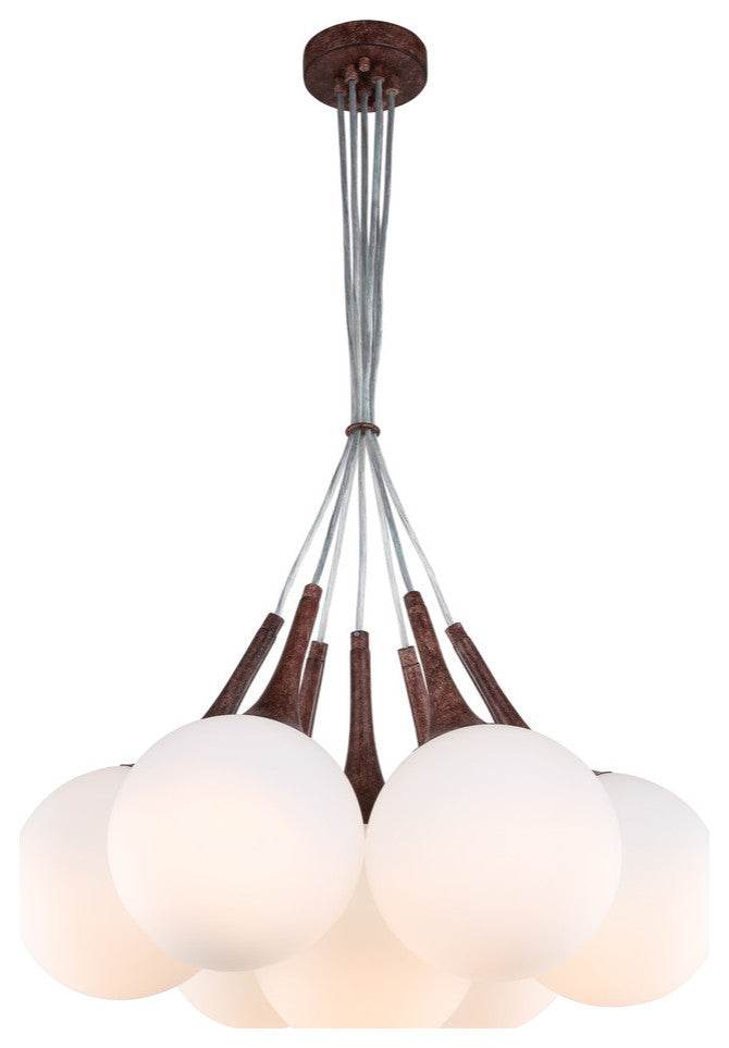 Woodbridge Lighting Alicia Tight Pendant Cluster, Walnut, 7l - 32"d, Opal & Led