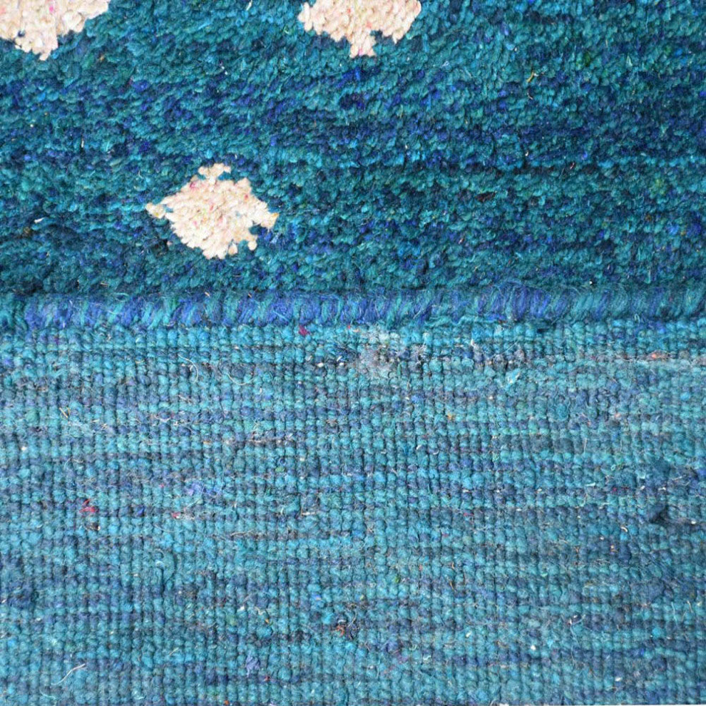 HAND KNOTTED LOOM SILK ECO-FRIENDLY AREA RUGS -10'x10',Square,Blue,Contemporary