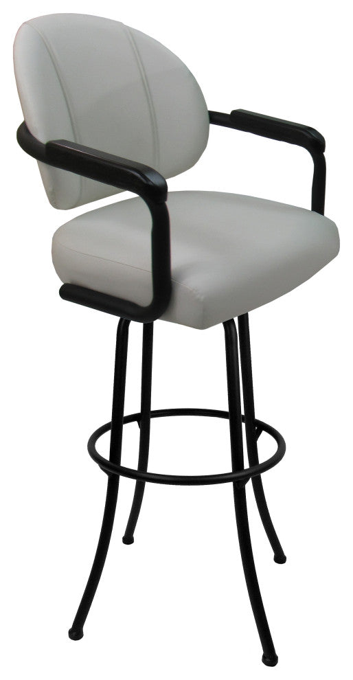 Swivel Counter 26", 30" or Extra Tall 34" Metal Bar Stool M-70, White Vinyl - Black, 30"