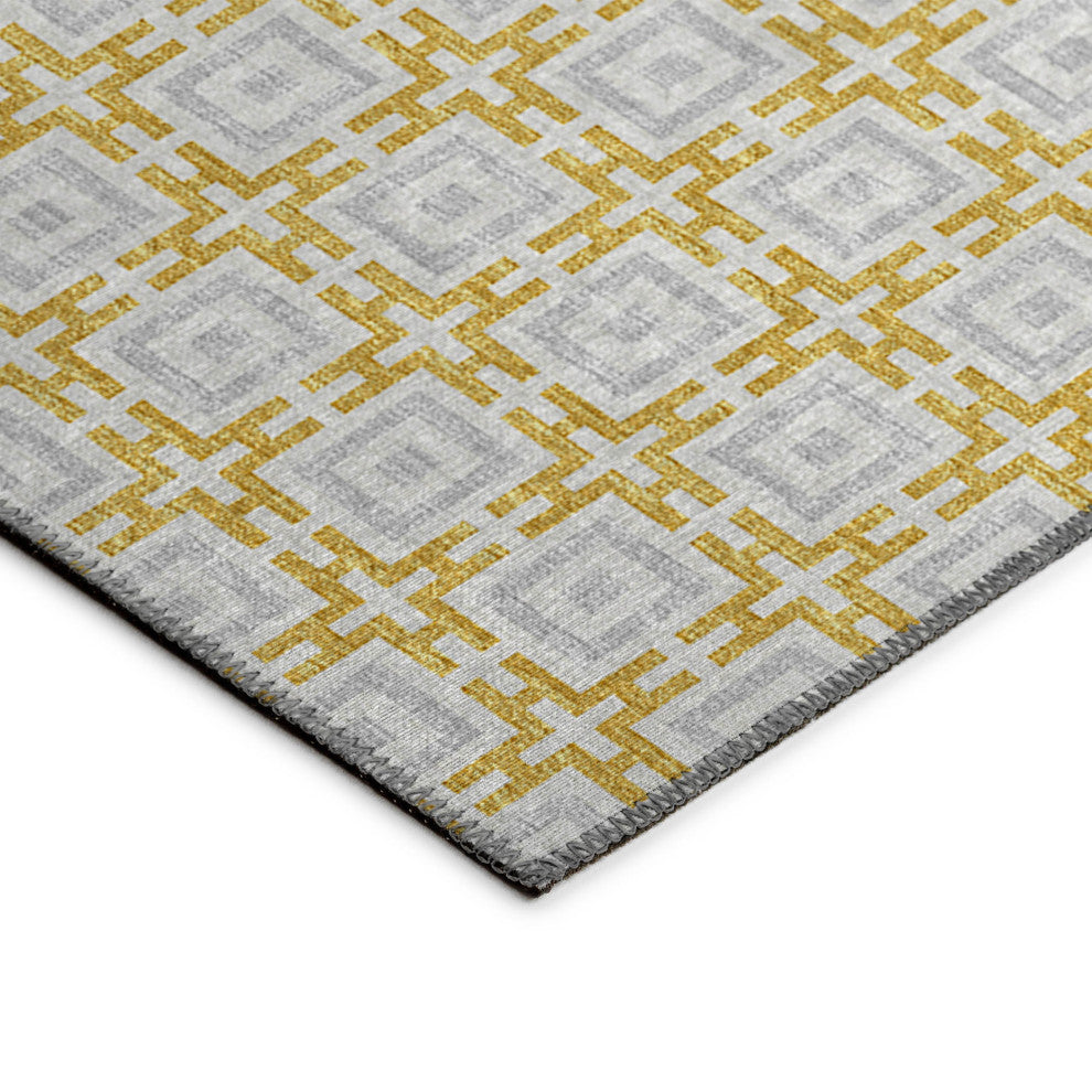 Indoor/Outdoor Marlo MO1 Gold Machine Washable 2'3" x 10' Rug