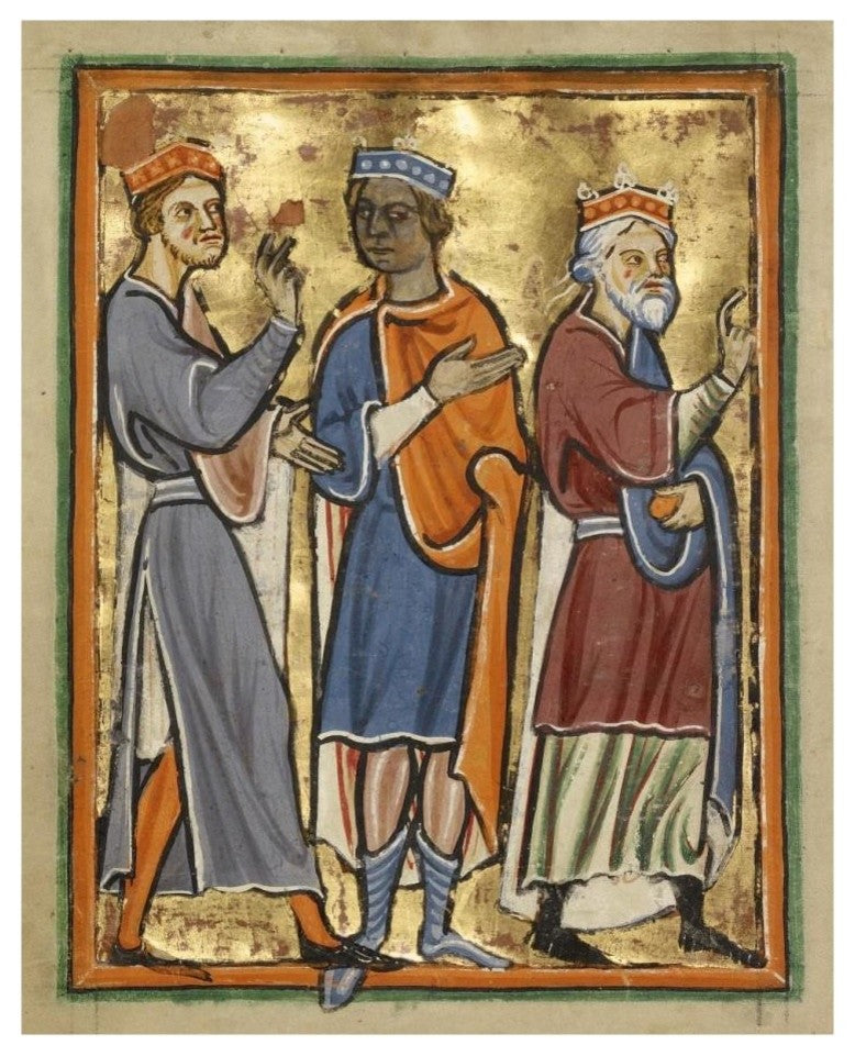 "The Magi Approaching Herod" Print 12th Century English Illuminator, 22"x26"