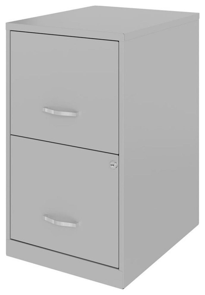 Space Solutions 18in 2 Drawer Metal File Cabinet Arctic Silver