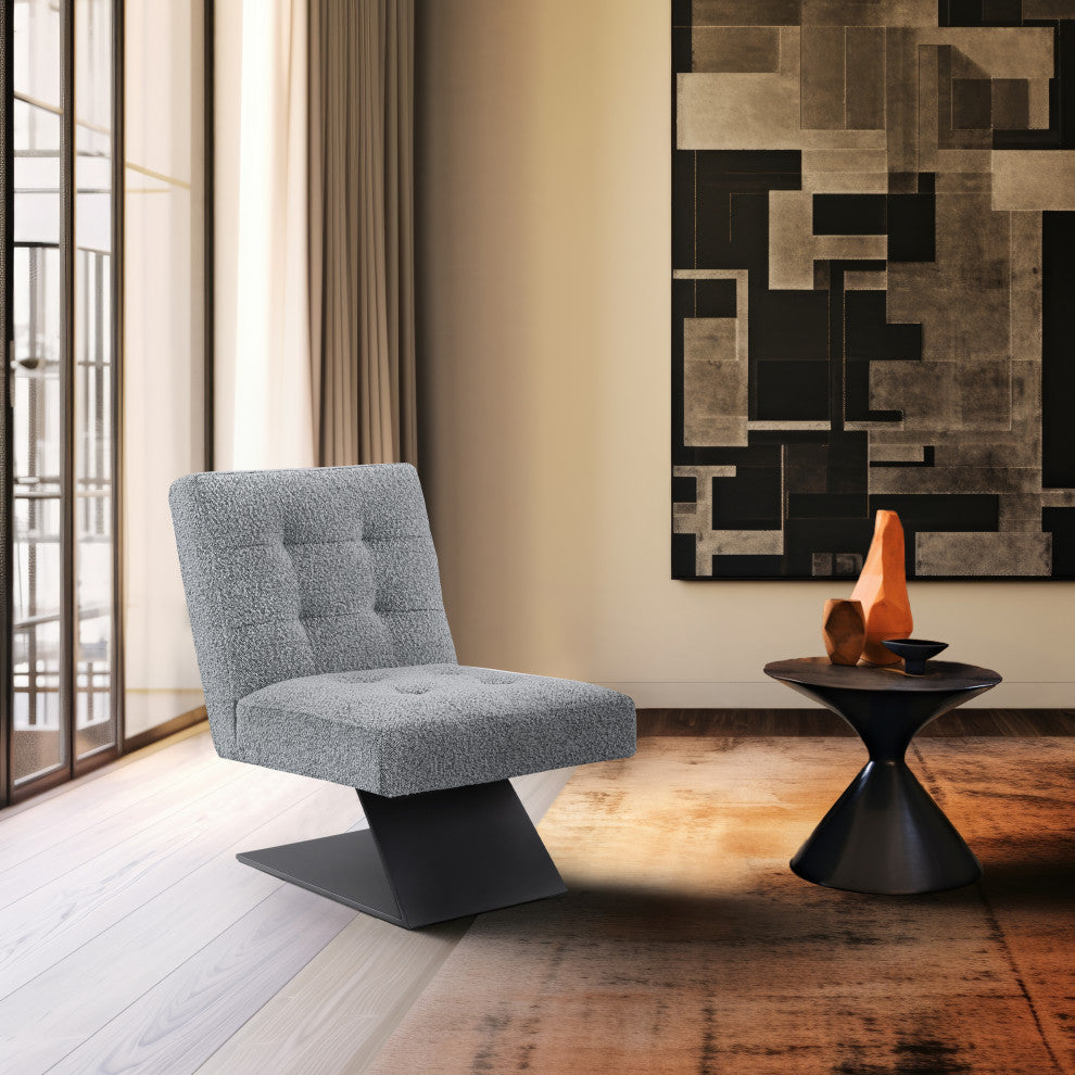 Zeal Boucle Fabric Upholstered Accent Chair, Grey