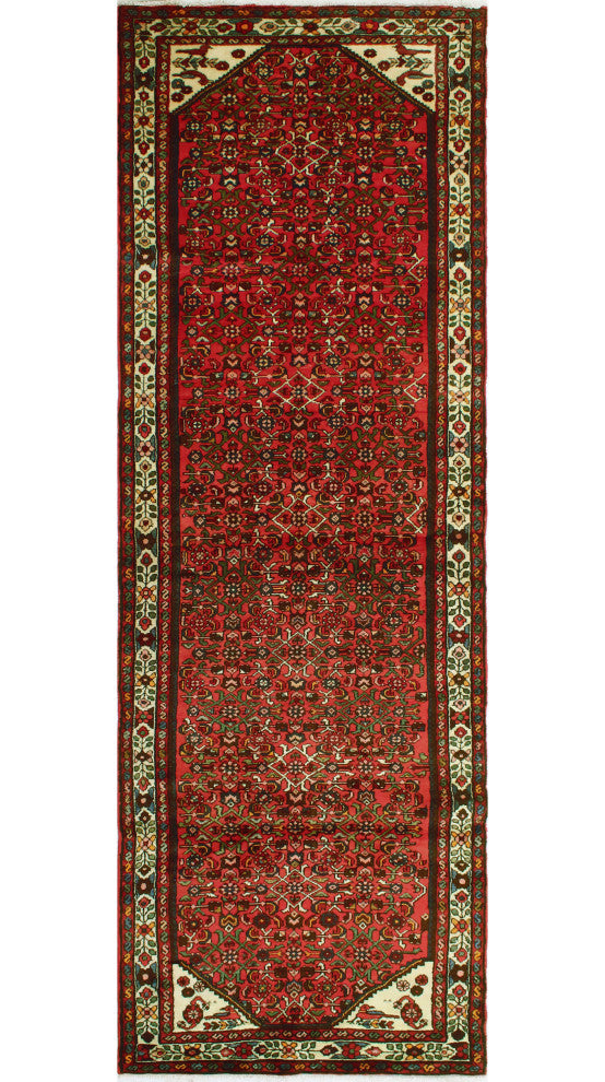 Fine Vintage Distressed Lahori Rust/Ivory Runner, 3'10 x 12'11