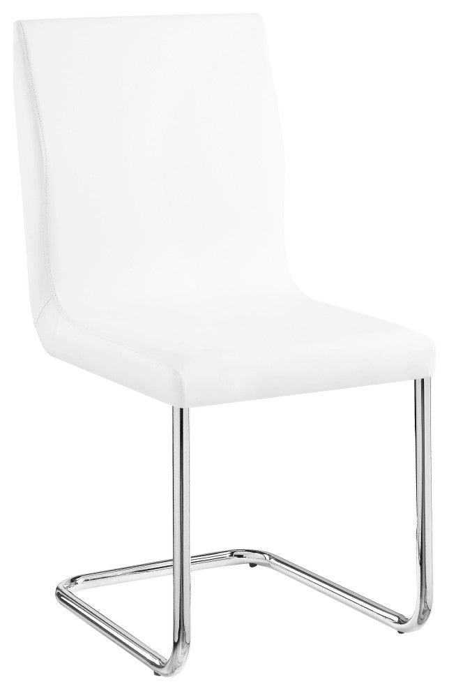 Acme Palton Side Chair Set of 2 White PU and Chrome Finish