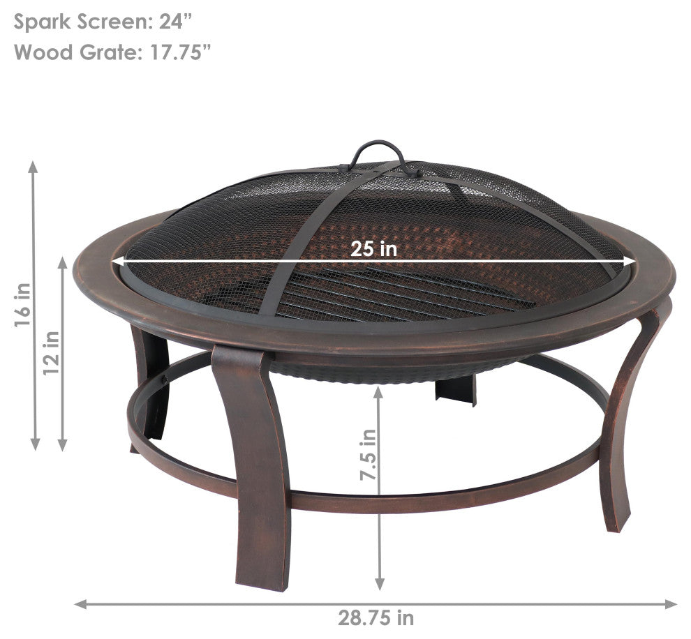 Sunnydaze 29" Elevated Round Fire Pit Bowl With Stand Set
