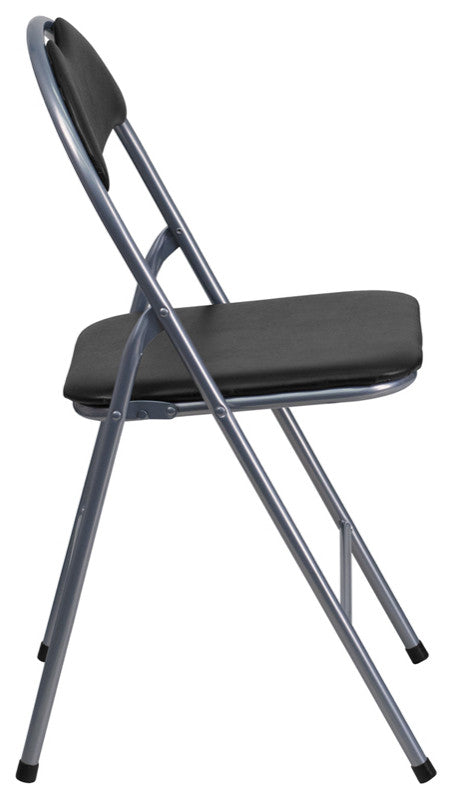 2 Pack HERCULES Series Black Vinyl Metal Folding Chair with Carrying Handle