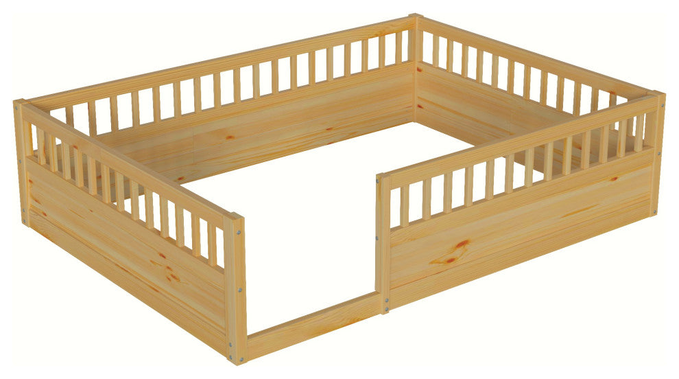 Gewnee Full Floor Bed Frame with Fence
