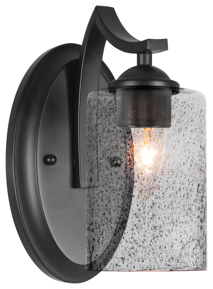 Zilo Wall Sconce Shown, Matte Black Finish With 4" Smoke Bubble Glass