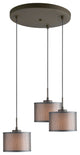 Merna 3-Light Cluster Pendant, Bronze, Fabric/Gray
