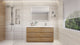 Alston 60" Free Standing Modern Vanity, Nature Oak, Glossy White Top