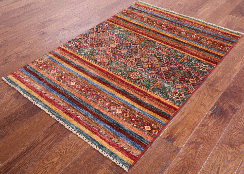 3' 5" X 5' 0" Super Kazak Khorjin Hand Knotted Rug Q5408