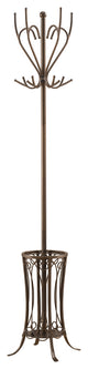 Wesley Metal 12-Hook Coatrack With Umbrella Holder, Pewter