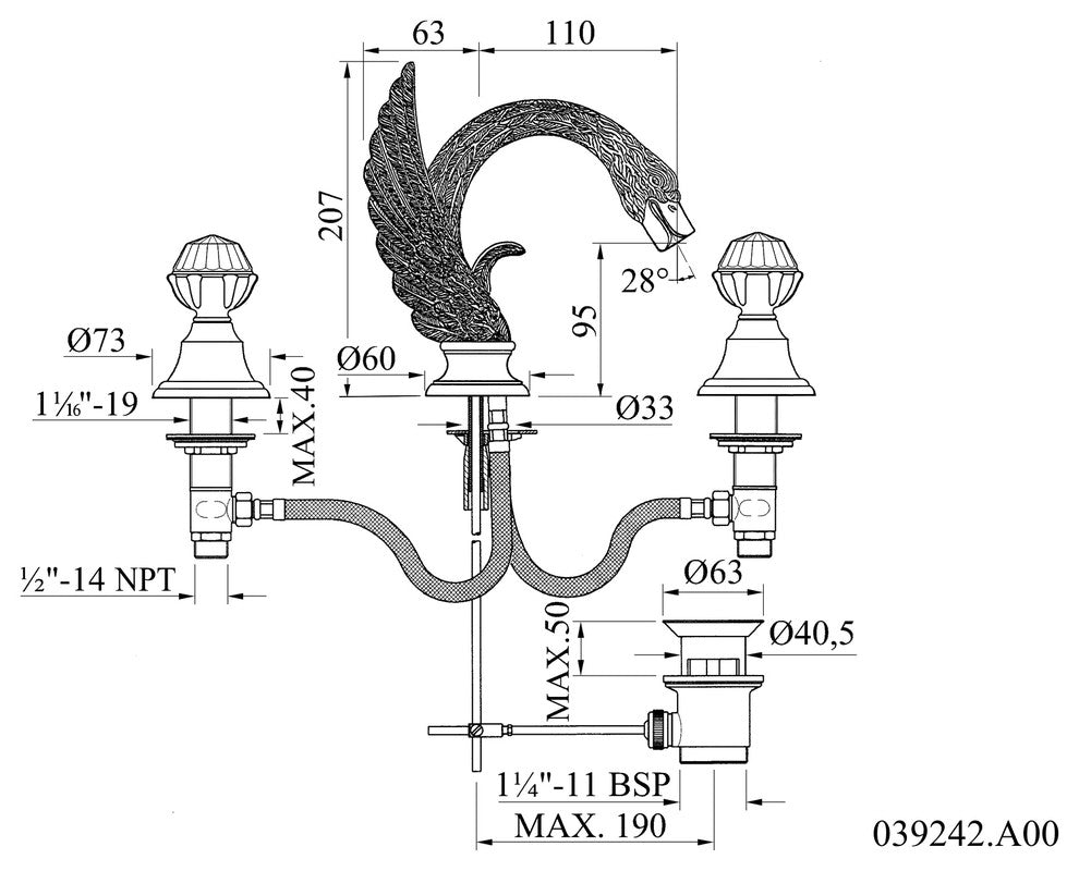 Antarctica Swan 2-Handle Bathroom Sink Faucet Swarovski Crystals. Luxury faucets, Bright Chrome