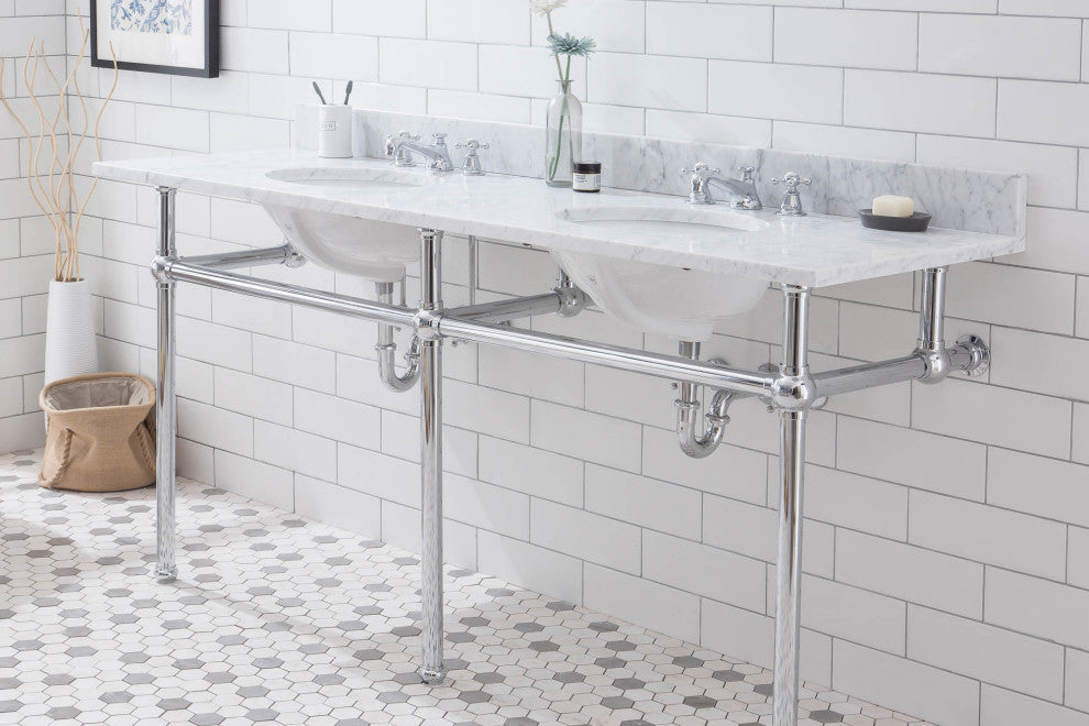Embassy 72" Wide Double Wash Stand, P-Trap, Countertop With Basin, Faucet