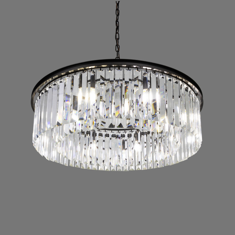 Polaris 8-Light Prism Crystal Chandelier, Black