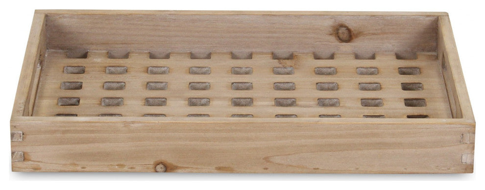 Brown Wood Grid Pattern Tray
