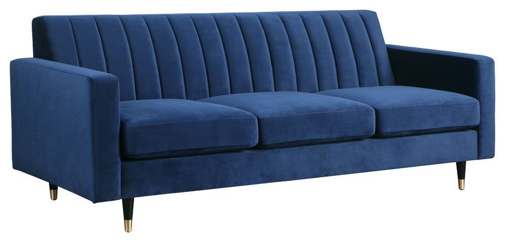 Lola Velvet Upholstered Sofa, Navy
