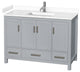 48" Single Bathroom Vanity, Gray, White Cultured Marble Countertop, Sink