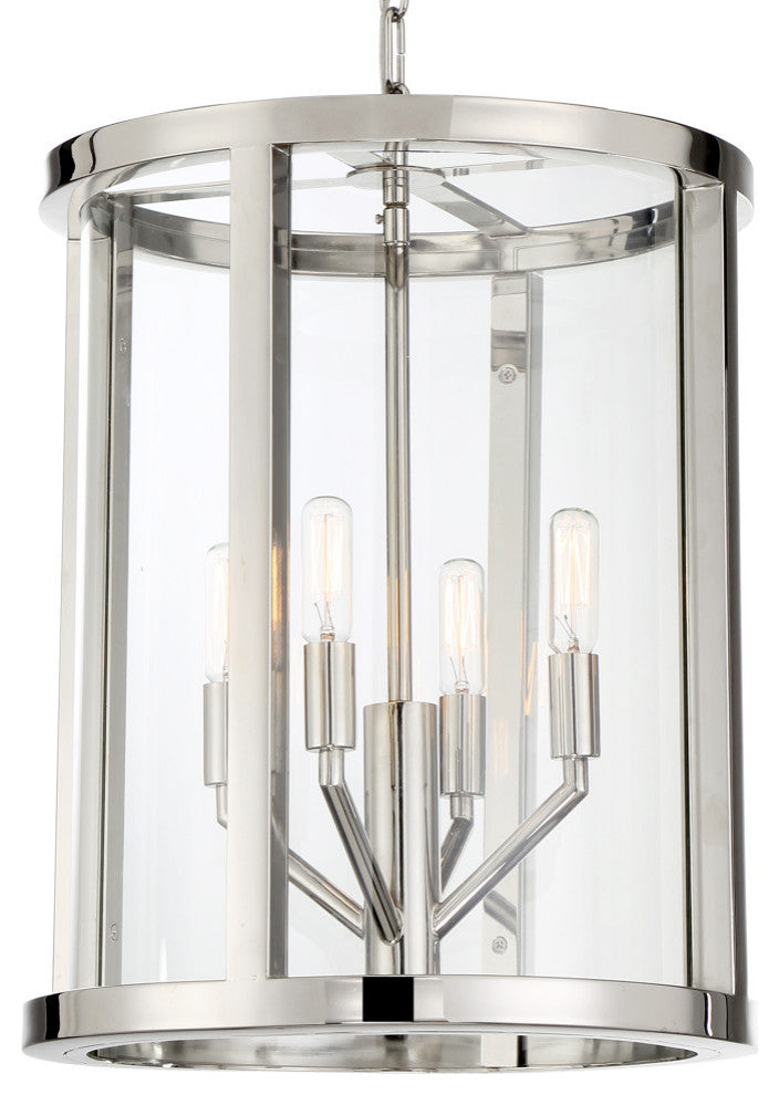 Libby Langdon for Crystorama Devon 4 Light Polished Nickel Lantern