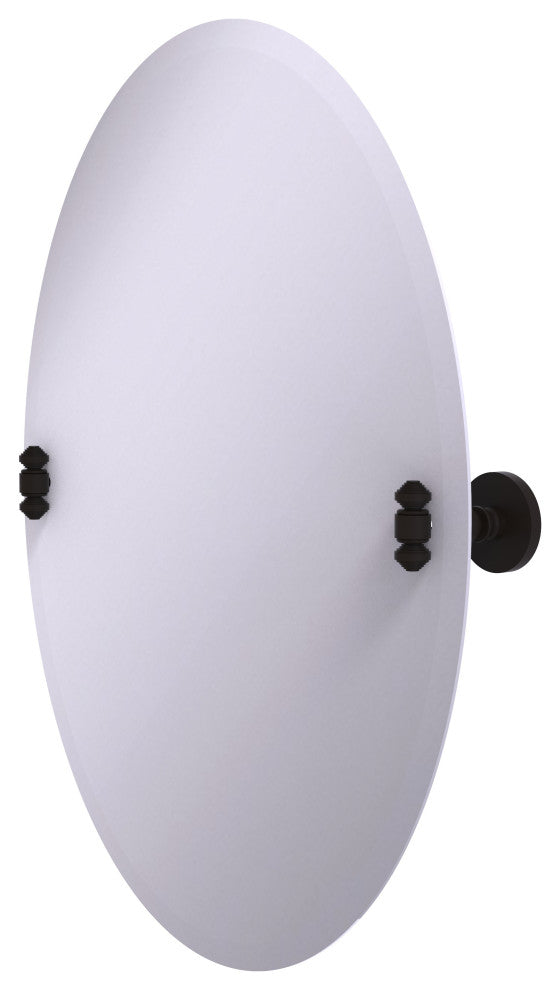 Frameless Oval Beveled Edge Tilt Mirror, Oil Rubbed Bronze