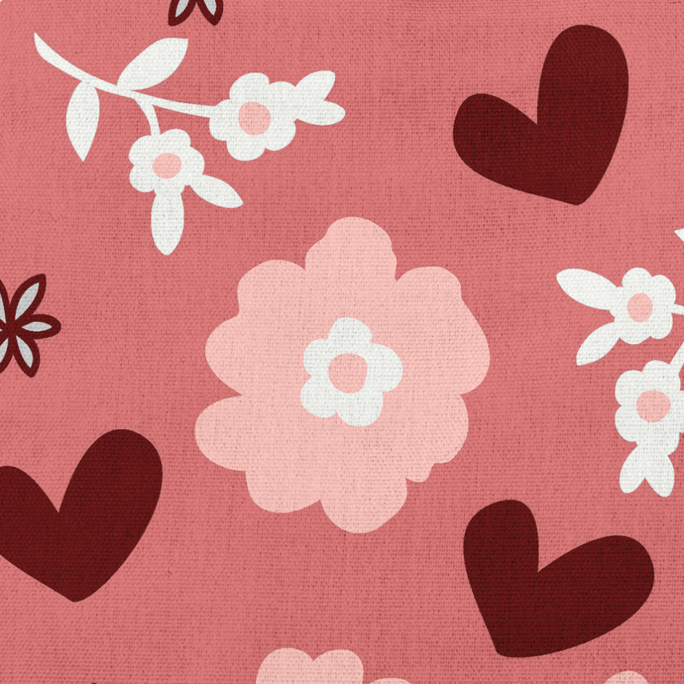 Flowery Love Valentines Decorative Throw Pillow, Pink, 18"x18"