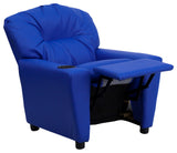 Kids Recliner With Cup Holder, Blue Vinyl