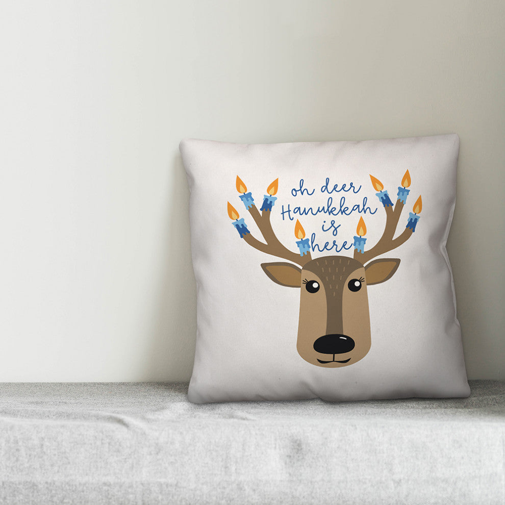 Hanukkah Deer 16"x16" Throw Pillow Cover