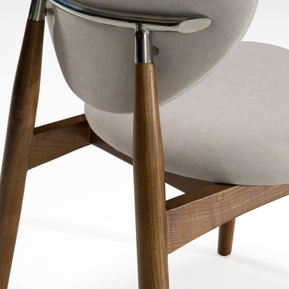 Modrest Savannah Mid-Century Modern Grey Fabric, Walnut Dining Chair
