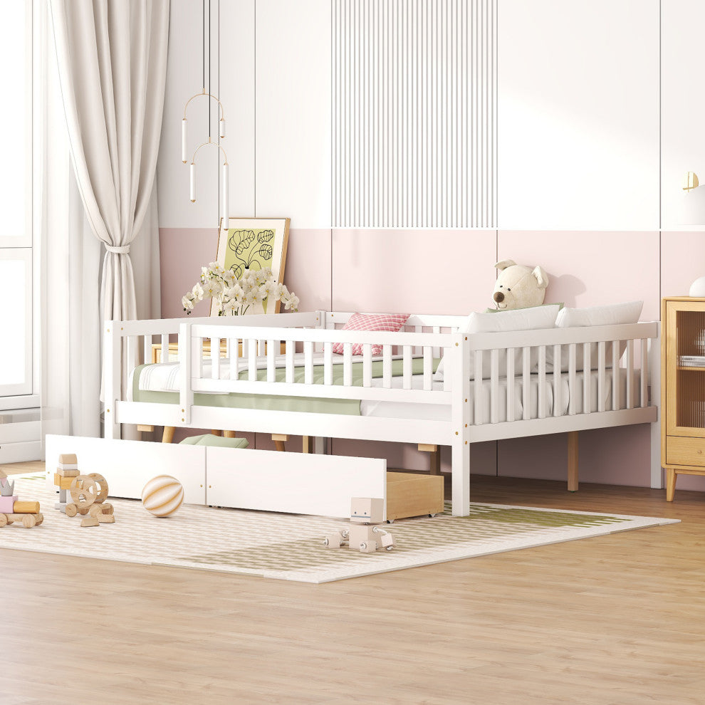 Gewnee Wood Full Size Daybed  with Two Drawers in White