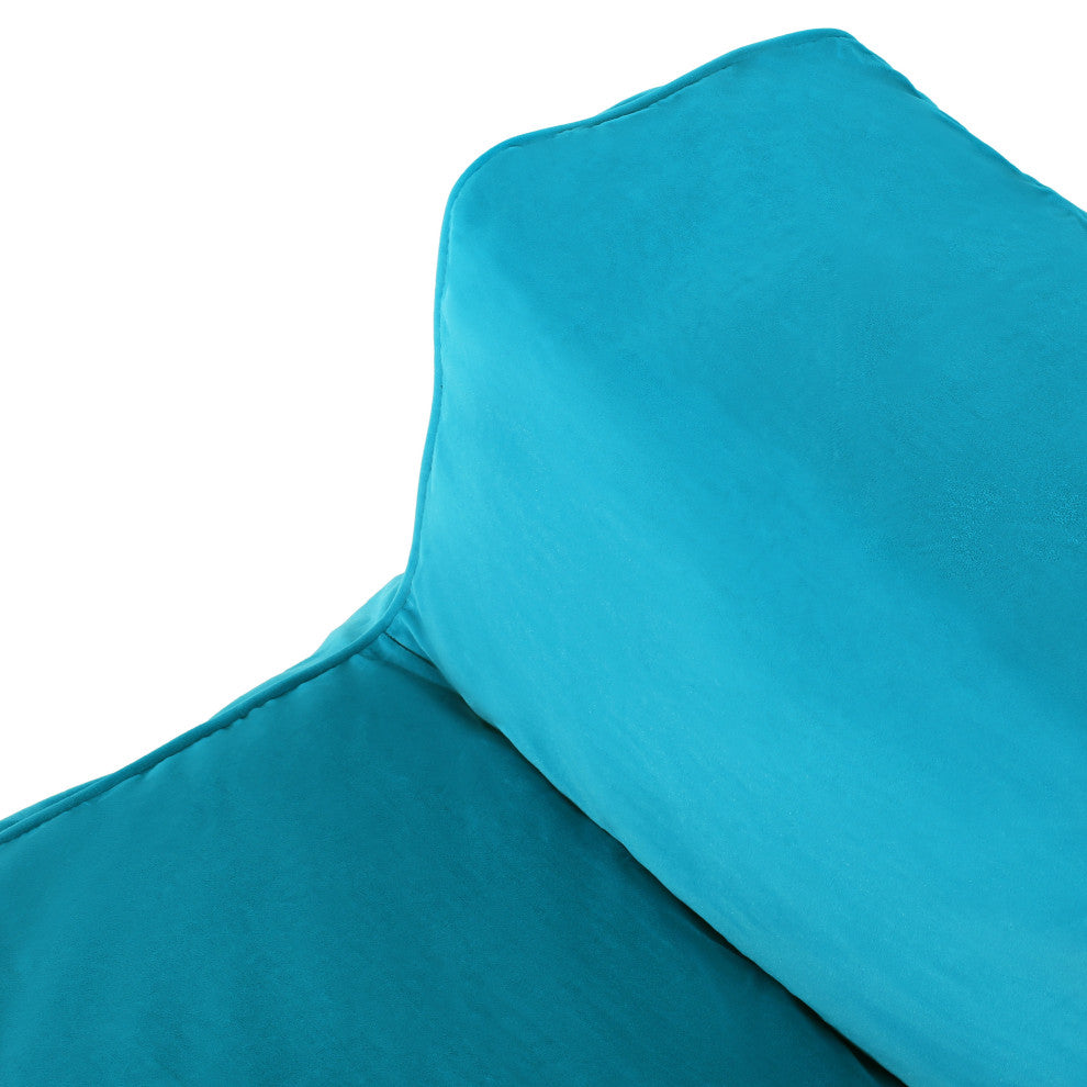 Caraway Modern Velvet Bean Bag Chair, Teal