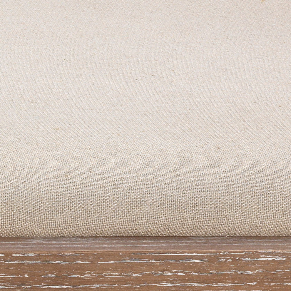 Grayson Settee, Off White Linen and Gray Washed Wood
