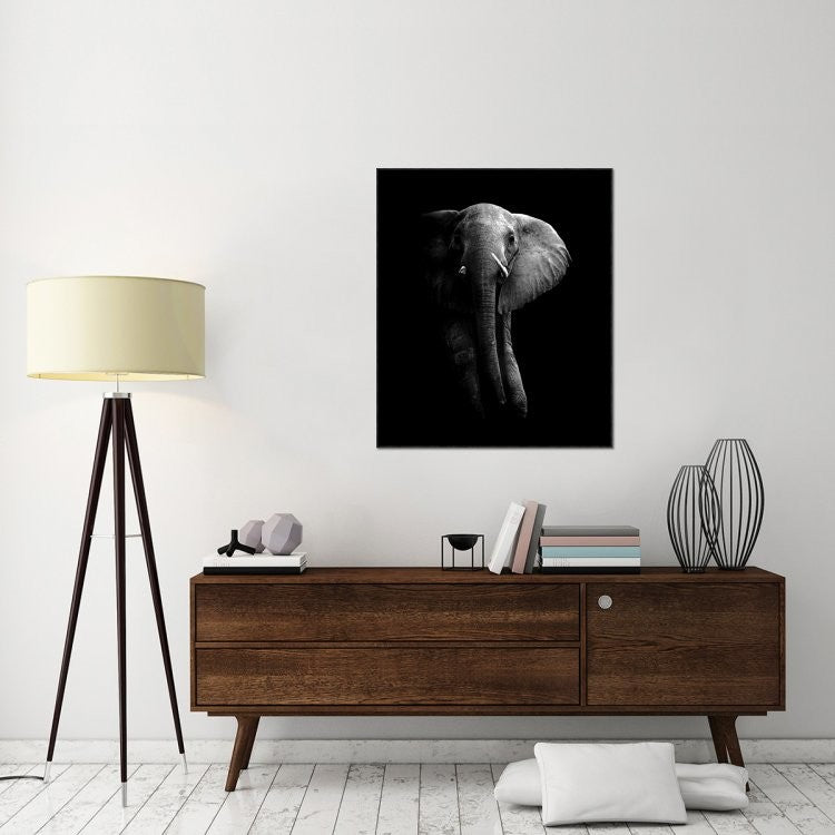 "Elephant!" Framed Canvas Giclee by Wildphotoart, 34x41"