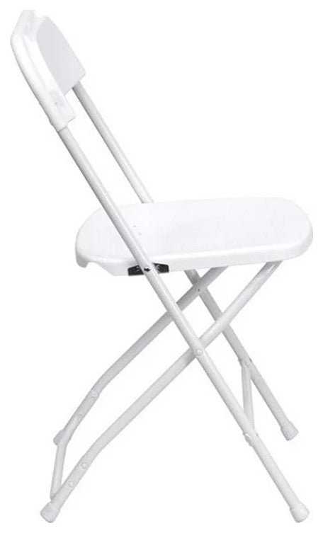 10 Pack Folding Chair, Coated Metal Frame With Plastic Seat & Open Back, White