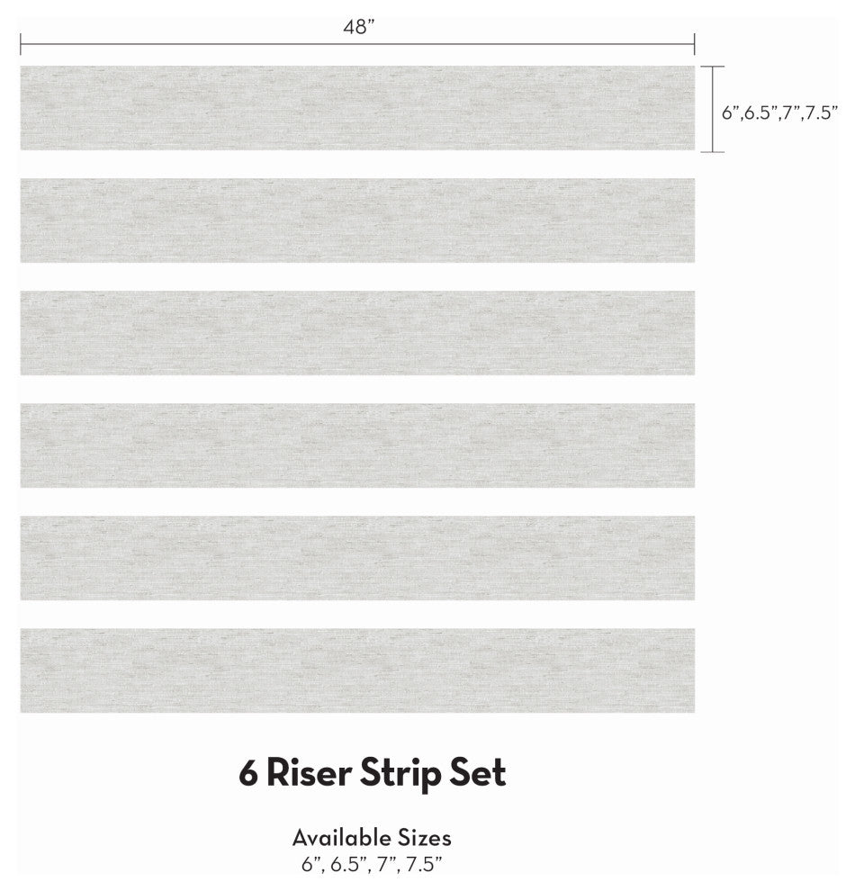 Canvas Look Peel and Stick Stair Riser Strips, Light Gray, 48"x7", Set of 6