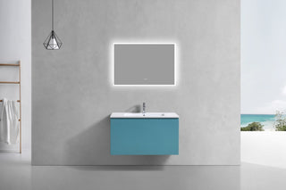 Balli 36'' Wall-Mount Modern Bathroom Vanity, Teal Green
