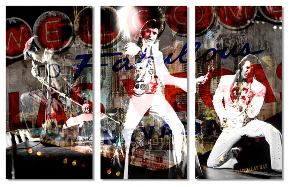 Iconic Elvis in Vegas  Acrylic Wall Art, 3-Piece Set