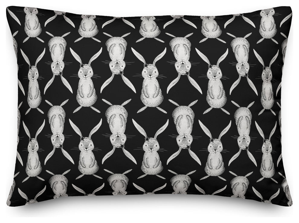 Modern Grey Bunnies 14x20 Lumbar Pillow Cover