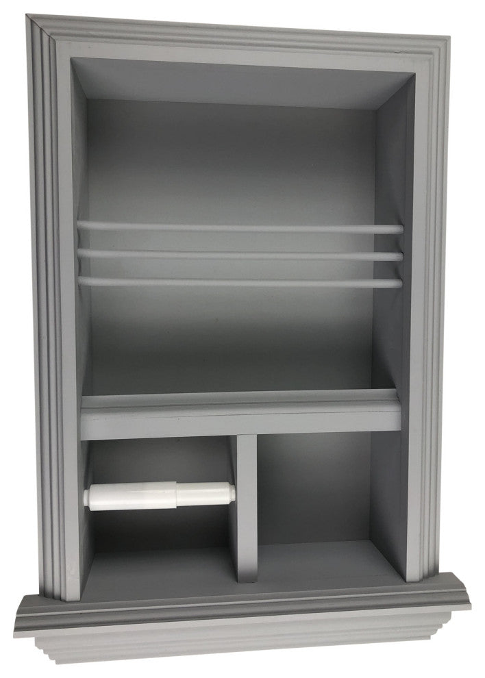 Montclair Combination Toilet Paper Holder Recessed Magazine Rack, Primed Gray