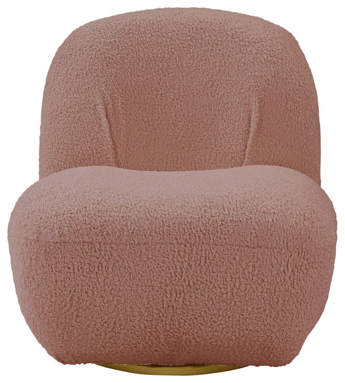 32" Pink Sherpa Solid Color Swivel Slipper Chair