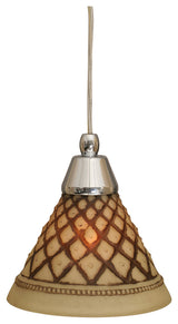 Cord Mini Pendant In Chrome, 7" Chocolate Icing Glass