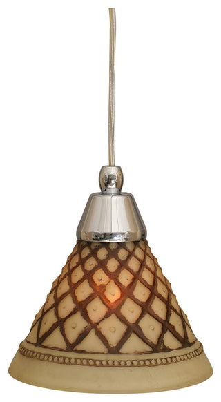 Cord Mini Pendant In Chrome, 7" Chocolate Icing Glass