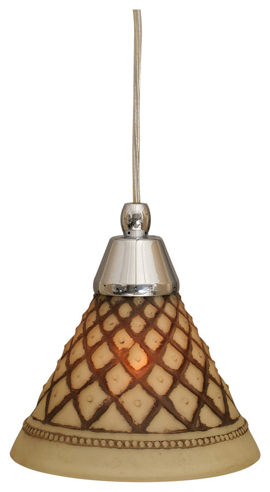 Cord Mini Pendant In Chrome, 7" Chocolate Icing Glass