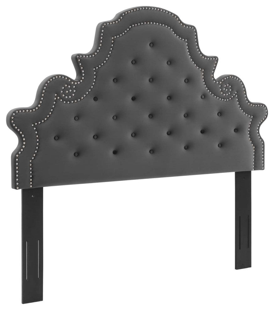 Diana Tufted Performance Velvet Twin Headboard Charcoal
