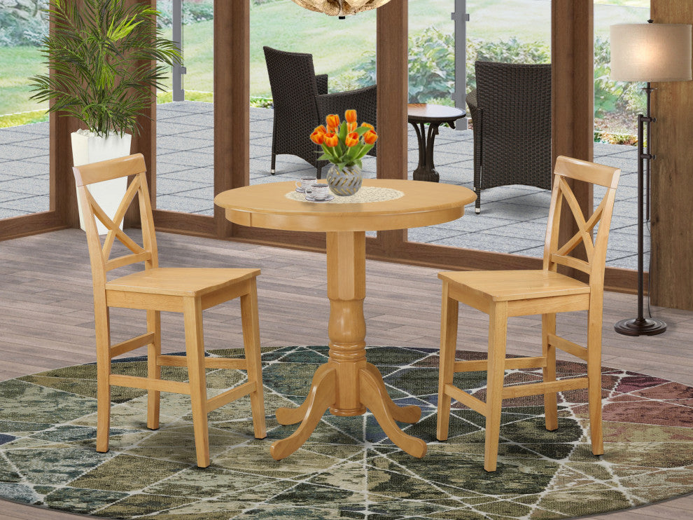 3 Pc Dining Counter Height Set - Dining Table And 2 Bar Stools