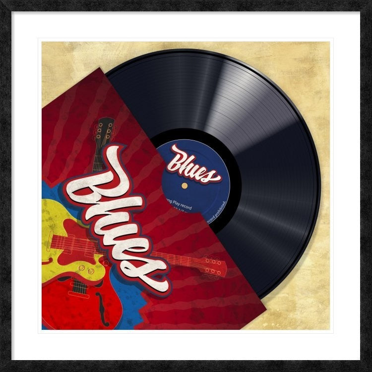 "Vinyl Club, Blues" Framed Digital Print by Steven Hill, 38"x38"