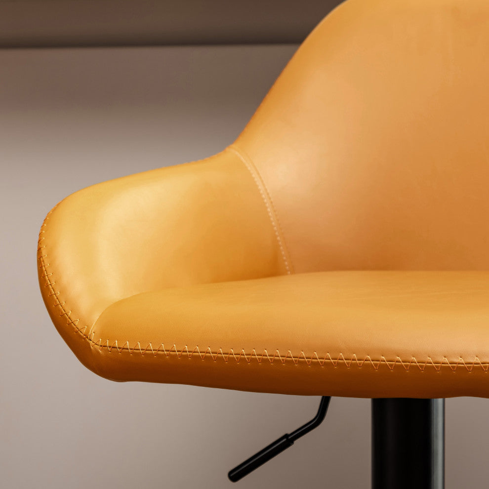 Mid-Century Modern Adjustable Swivel Bar Stool, Mustard Yellow